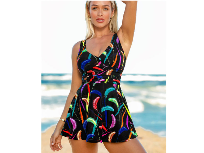 Rotita Spaghetti Strap Printed Swimdress and Shorts For Women