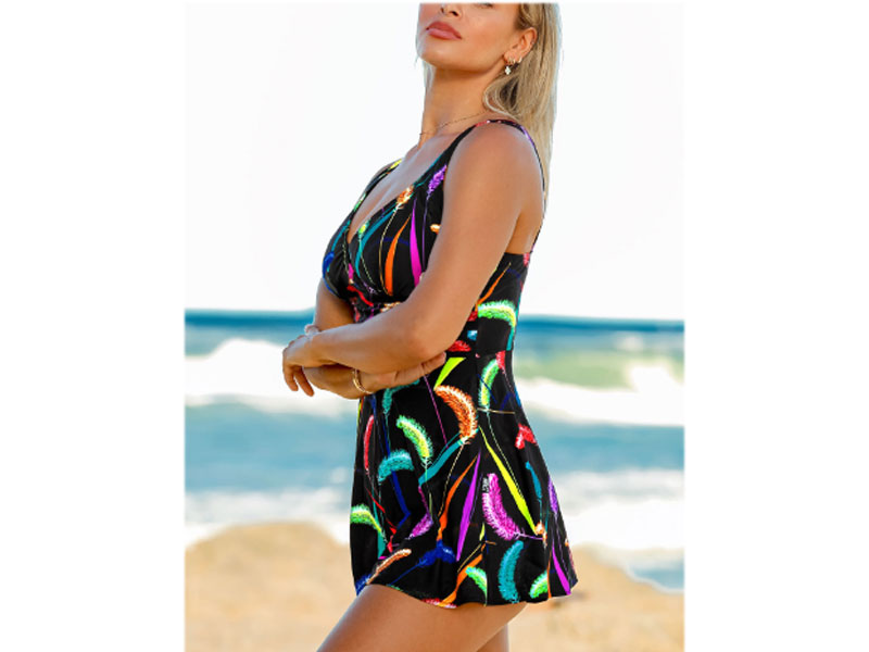 Rotita Spaghetti Strap Printed Swimdress and Shorts For Women