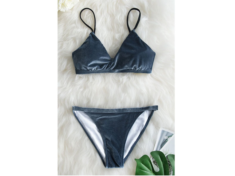 Women's Silvery Gray Velvet Bikini