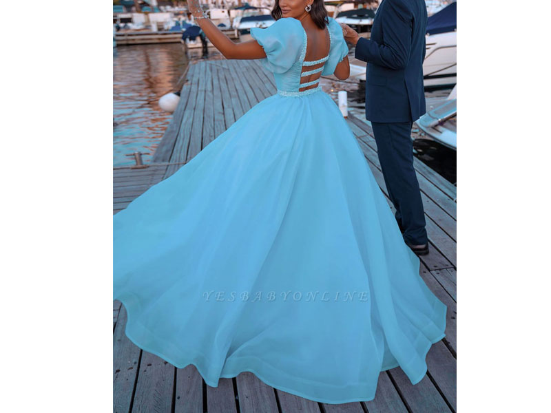 Women's Sexy Short Sleeves Mermaid Square Sequin Chiffon Prom Dresses