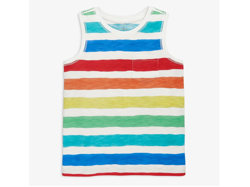 Kid's Pocket tank in rainbow watercolor stripe