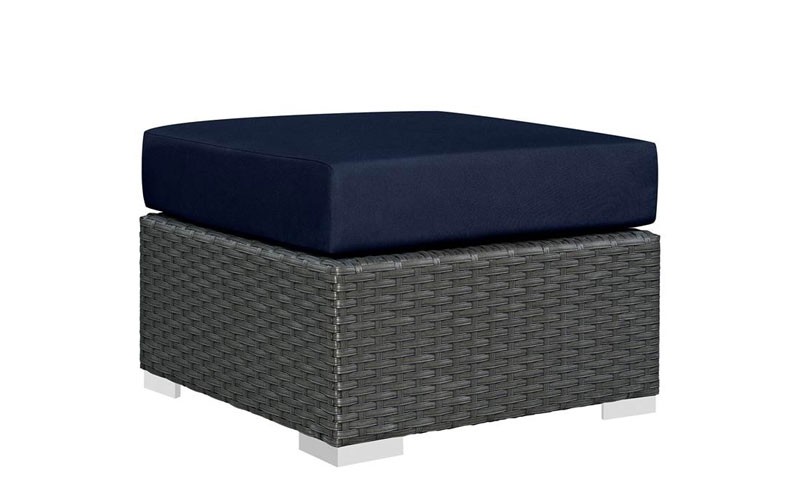 Sojourn Outdoor Patio Sunbrella Ottoman In Canvas Navy