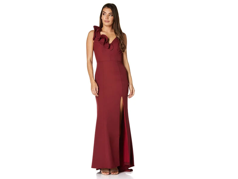 Women's Billie Ruffle Plunge Fishtail Maxi Dress