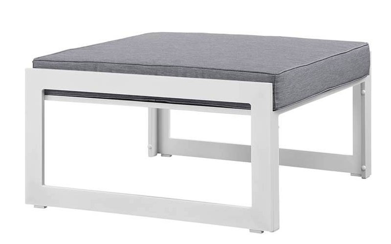 Fortuna Outdoor Patio Ottoman In White Gray