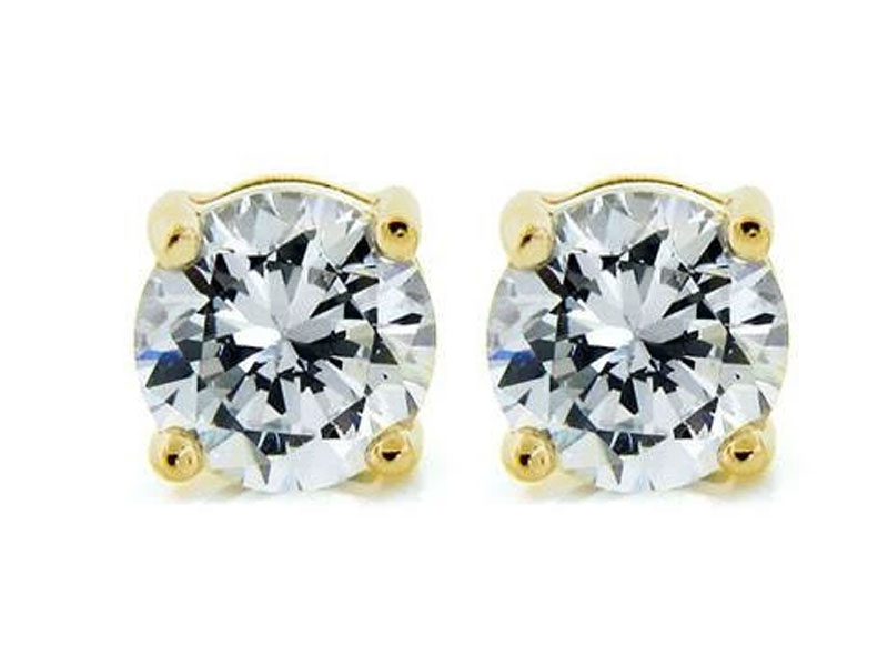 Women's Cate & Chloe Mia 14k Gold Silver Diamond Simulated 2Ct. Stud Earrings