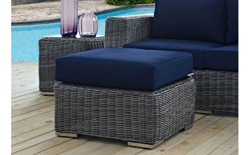 Summon Outdoor Patio Sunbrella® Ottoman In Canvas Navy