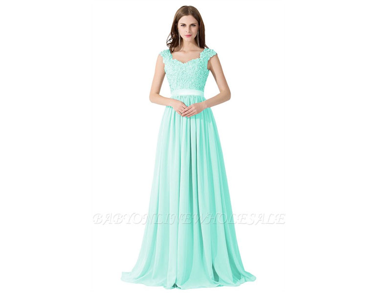 Women's Ada A-line V Neck Chiffon Bridesmaid Dress With Appliques