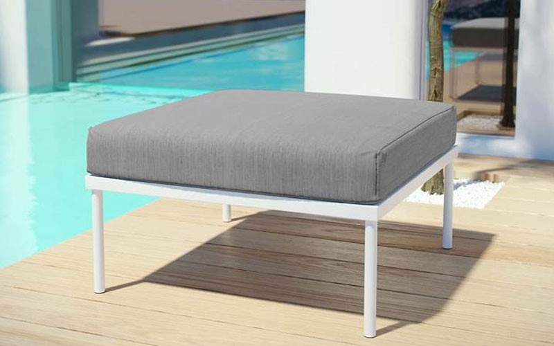 Harmony Outdoor Patio Aluminum Ottoman In White Gray