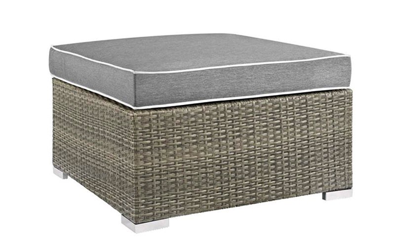 Repose Sunbrella® Fabric Outdoor Patio Ottoman In Light Gray Beige