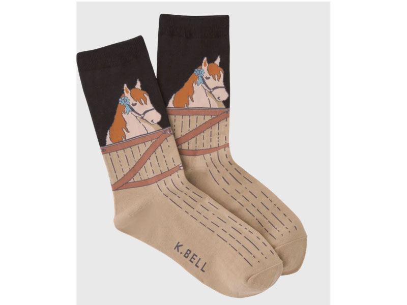 K.Bell Socks Women's Blue Ribbon Horse Crew Socks 