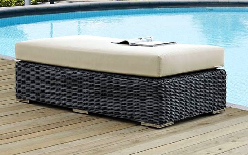 Summon Outdoor Patio Sunbrella® Rectangle Ottoman In Canvas Antique Beige