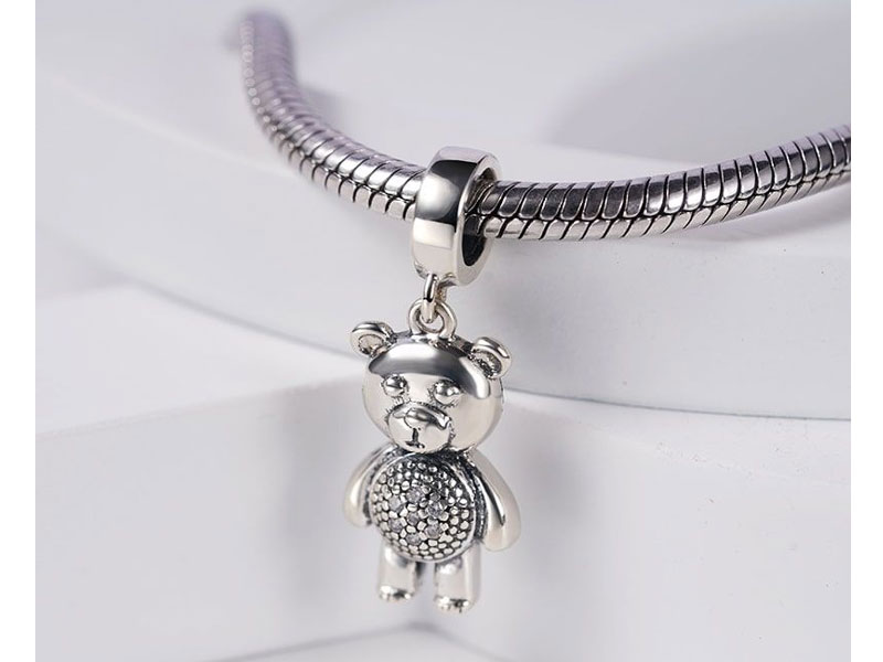Women's Little Bear Pendant Dangle Charm Sterling Silver