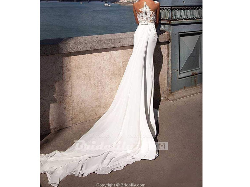 Women's Chicloth Popular Appliques Sweep Train Mermaid Wedding Dresses