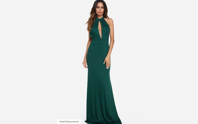 Green Backless Cut Out Design Halter Sleeveless Maxi Dress