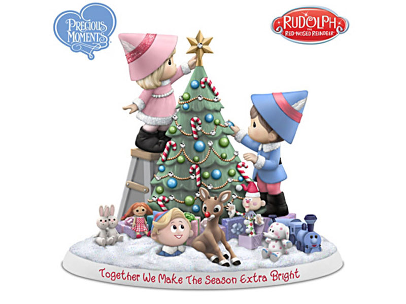 Precious Moments And Rudolph Illuminated Porcelain Figurine