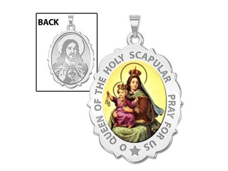 Scapular Medal Scalloped Oval Color