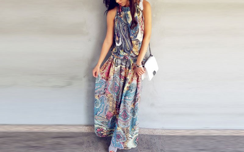 Bohemia Random Floral Print Maxi Dress