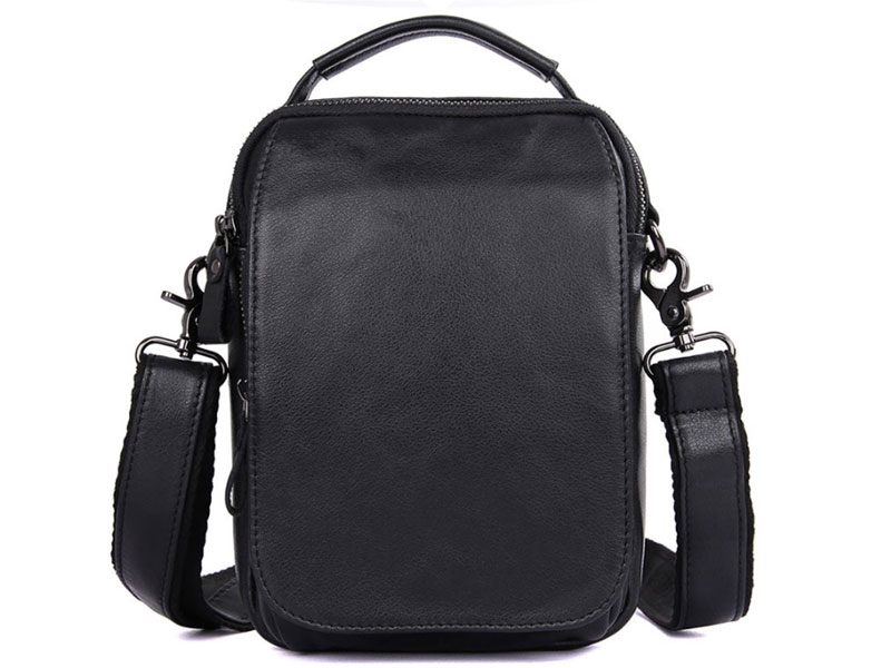 Ensenada 2 Compact Leather Crossbody Satchel Black