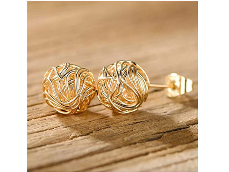 Women's Barzel 18k Gold Plated Woven Love Knot Stud Earrings