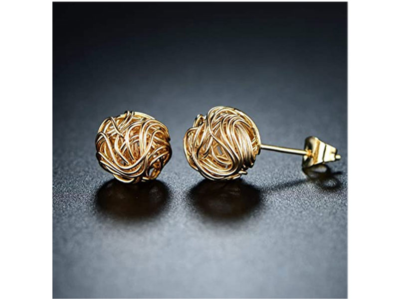 Women's Barzel 18k Gold Plated Woven Love Knot Stud Earrings