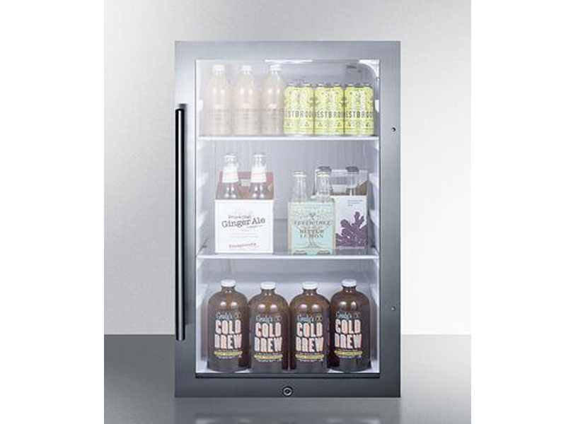 Summit 19 Inch Outdoor Capacity Freestanding Built-In Glass Door Beverage Center