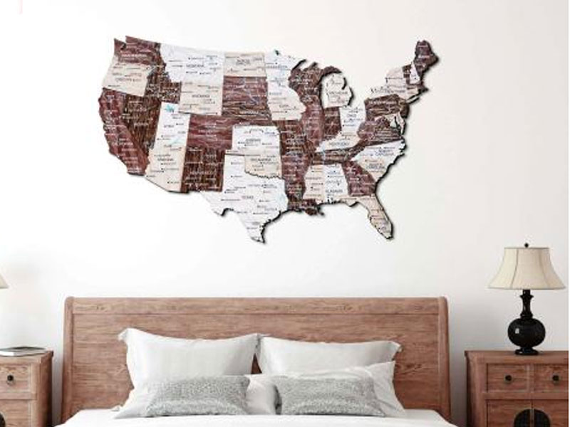 Cappuccino 3D Wooden USA Map