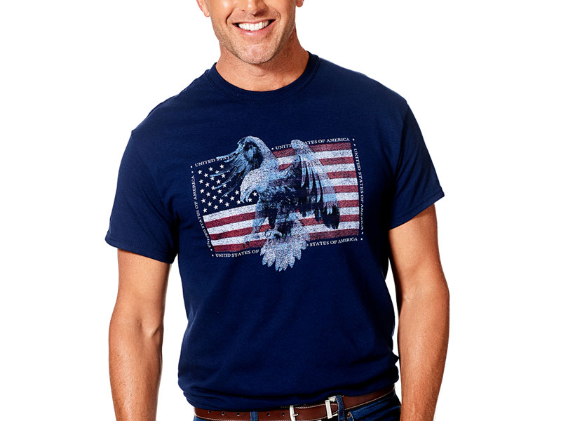 Men's Patriotic Short Sleeve United States Flag and Eagle Tee