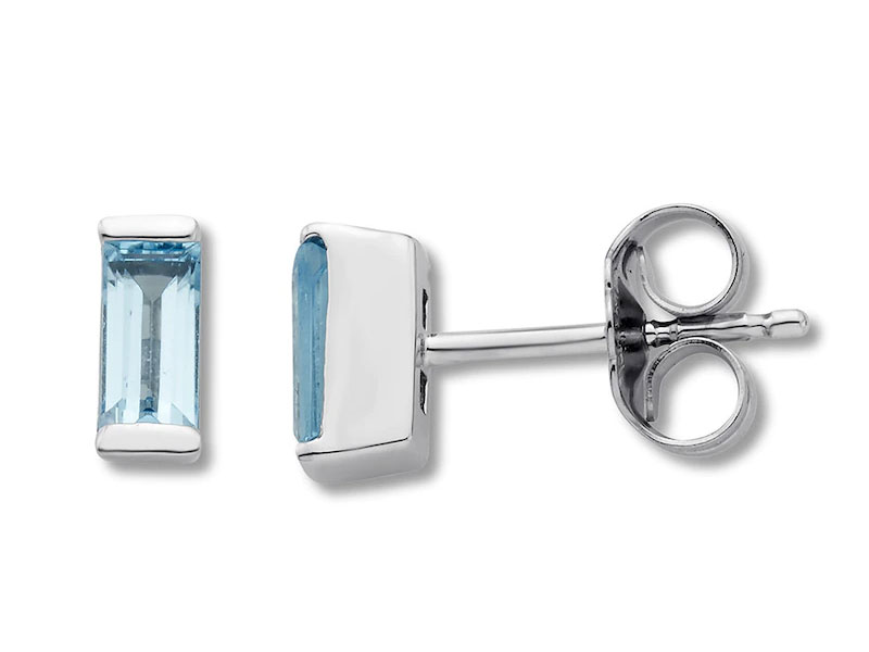 Jared Women's Blue Topaz Earrings 10K White Gold