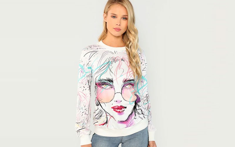 Shein Figure Print Sweatshirt