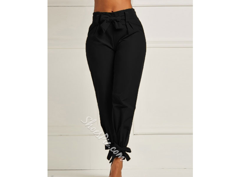 Plain Slim Ankle Length Women's Casual Pants