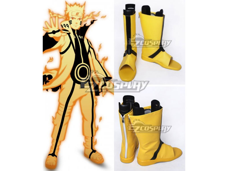 Naruto Uzumaki Naruto Nine-Tails Bijuu Mode Golden Shoes Cosplay Boots