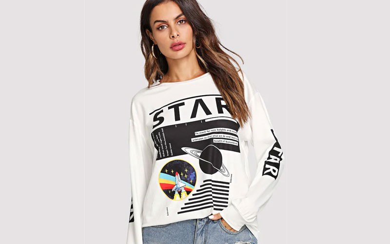 Shein Mixed Print Sweatshirt