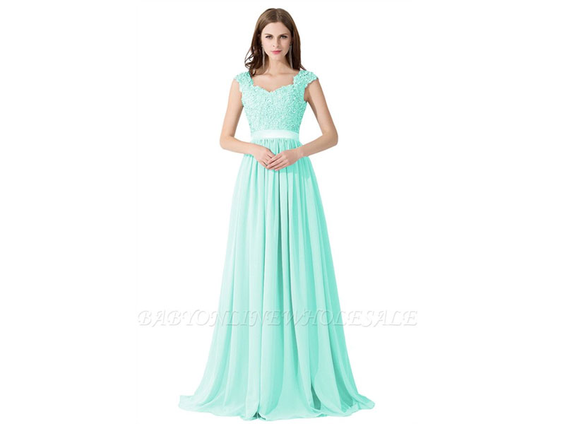 Women's ADA A-line V Neck Chiffon Bridesmaid Dress with Appliques