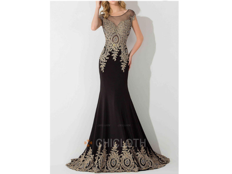 Women's Chicloth Fashion Slim Shoulder Fishtail Trailing Banquet Dresses