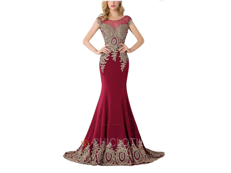 Women's Chicloth Fashion Slim Shoulder Fishtail Trailing Banquet Dresses