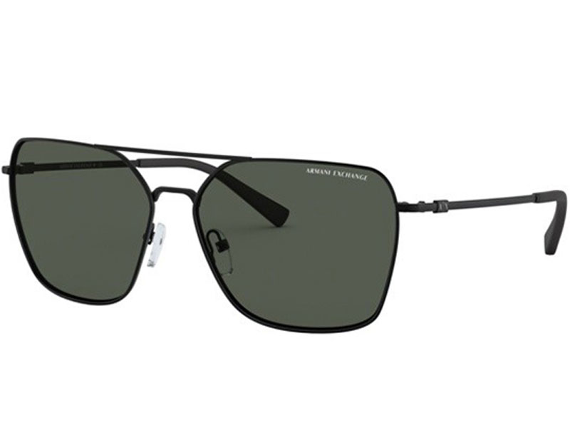 Men's Armani Exchange Matte Black Geometric Navigator Sunglasses