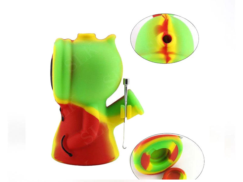 Ghost Figure Silicone Pipe Water Bubbler w/ Glass Bowl