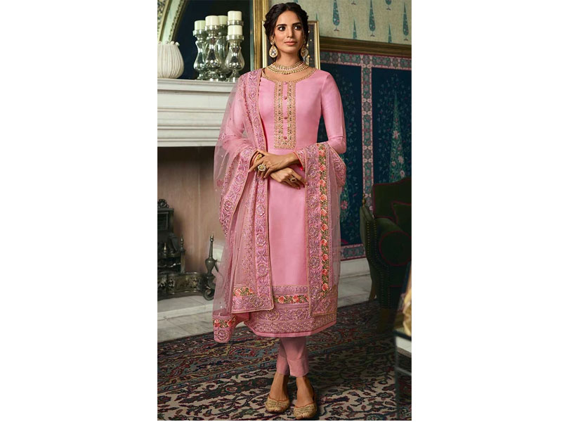 Women's Heavy Traditional Cording Work Shalwar Kameez With Contrast Work Dupatta