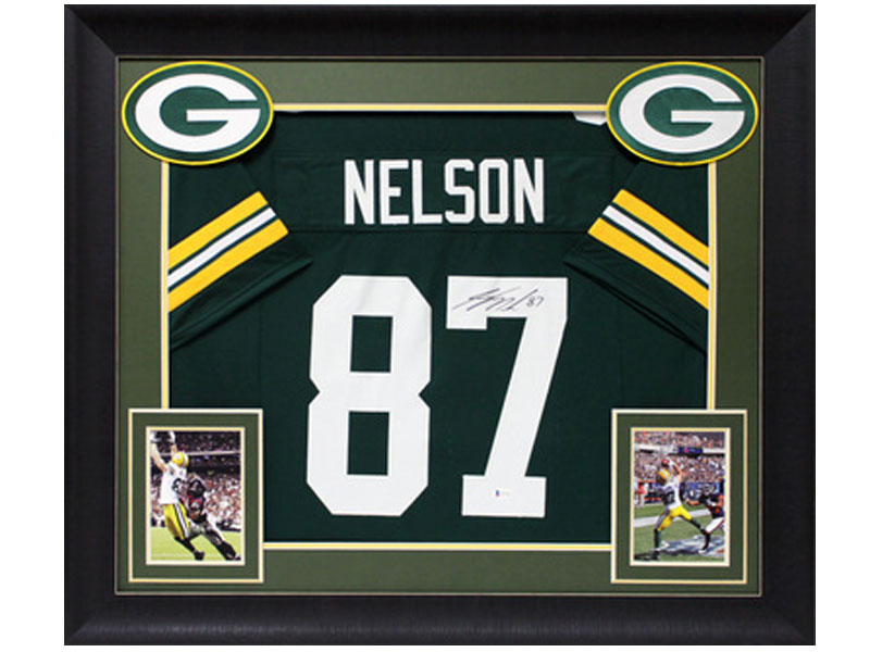 Press Pass Collectibles Jordy Nelson Authentic Signed Green Pro Style Framed