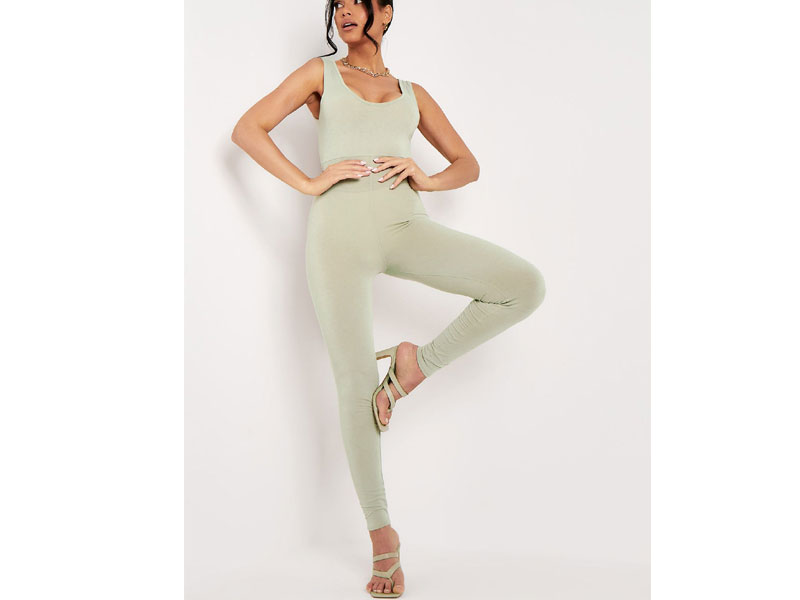 Maddison Olive Scoop Neck Vest Jumpsuit