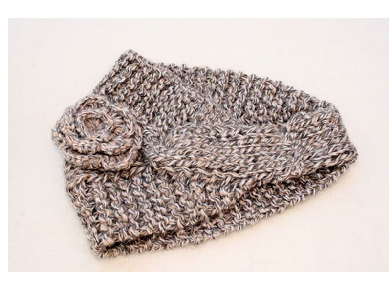 Women's Alpaca Flower Wide Knit Ear Warmer Head Band