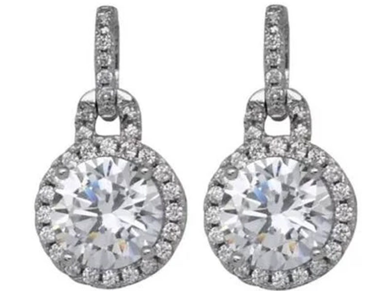6 CTW Round Diamond Veneer Cubic Zirconia Sterling Silver Earrings 635E10732