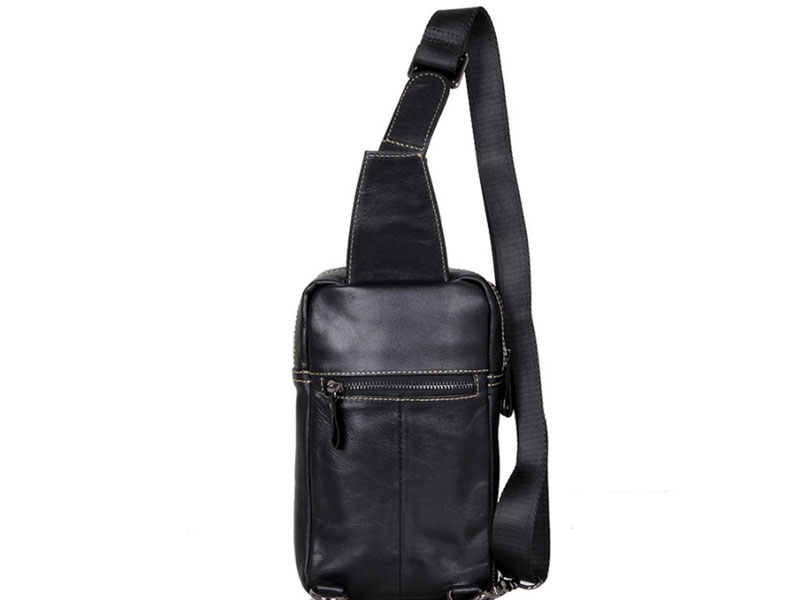 Europie Soft Leather Single Shoulder Sling Chest Bag Black