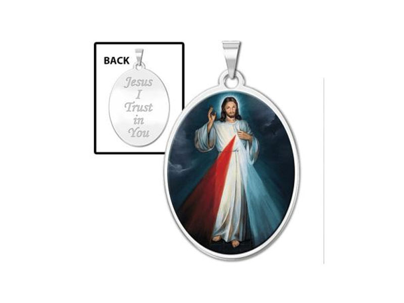 Divine Mercy Oval Medal Color