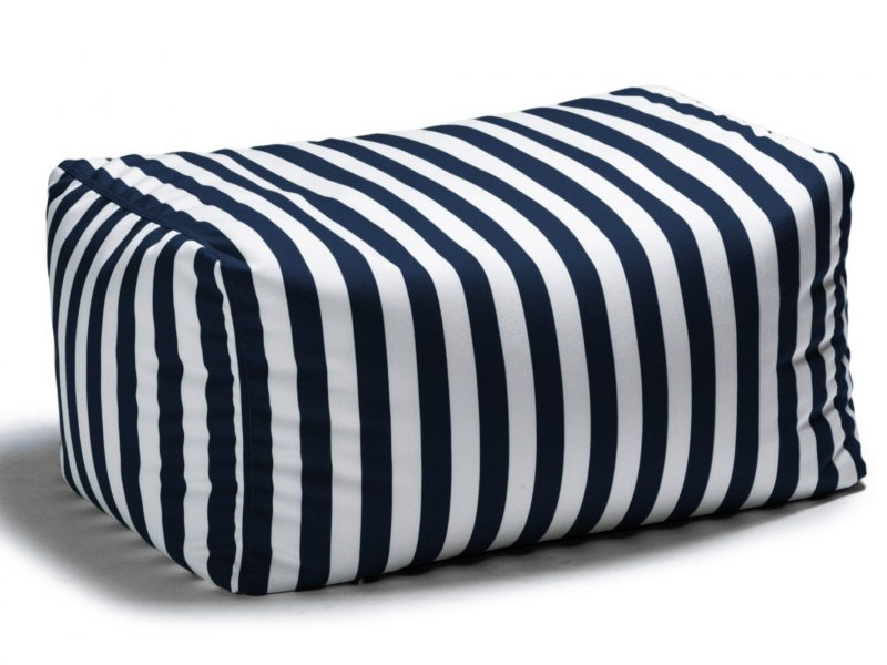 Leon Outdoor Bean Bag Ottoman Bench Navy Stripe Acrylic