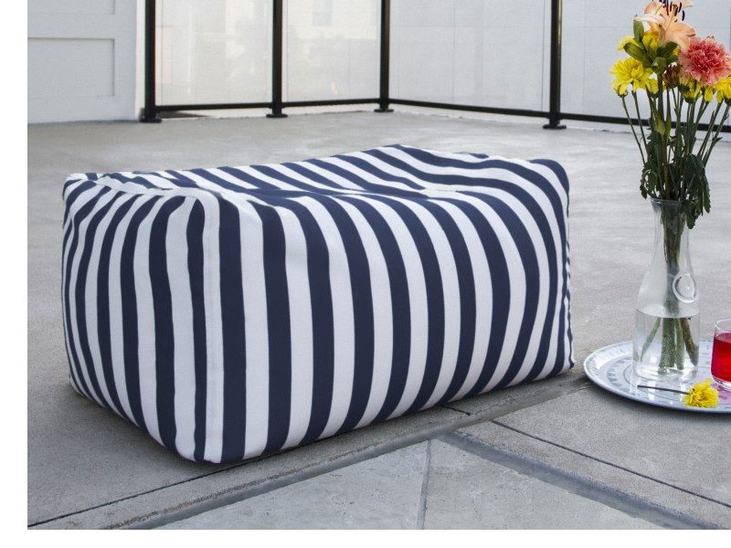 Leon Outdoor Bean Bag Ottoman Bench Navy Stripe Acrylic