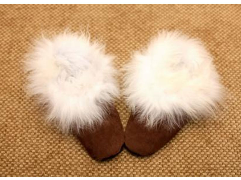 Leather Alpaca Slippers For Women