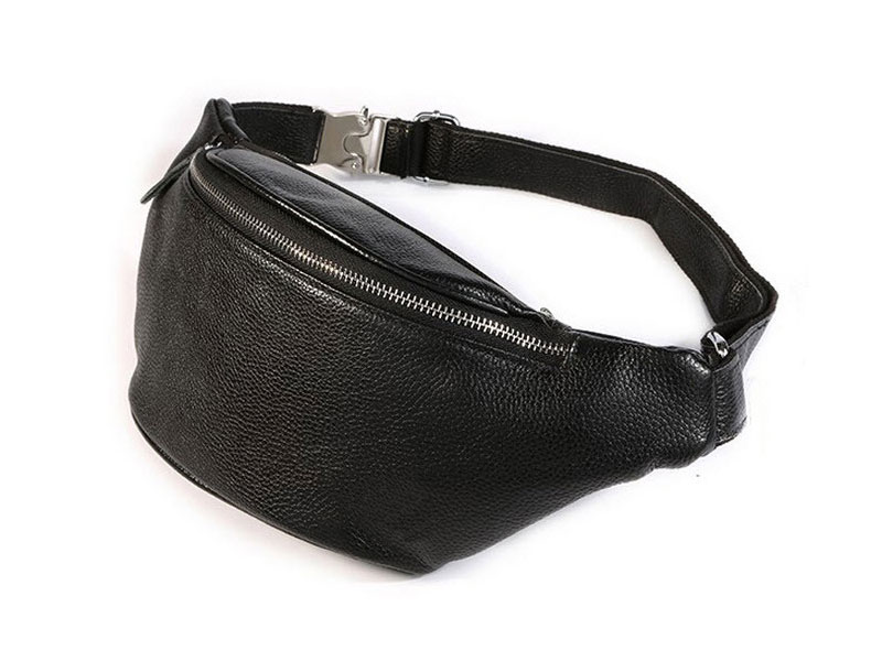 North Park Men's Vintage Leather Waist Fanny Pack & Sling Black