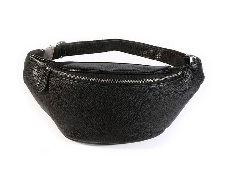 North Park Men's Vintage Leather Waist Fanny Pack & Sling Black