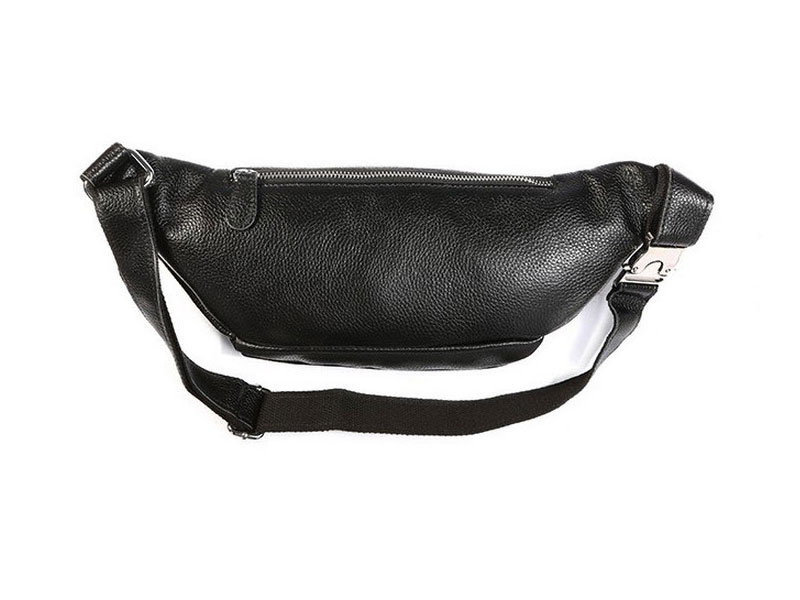 North Park Men's Vintage Leather Waist Fanny Pack & Sling Black